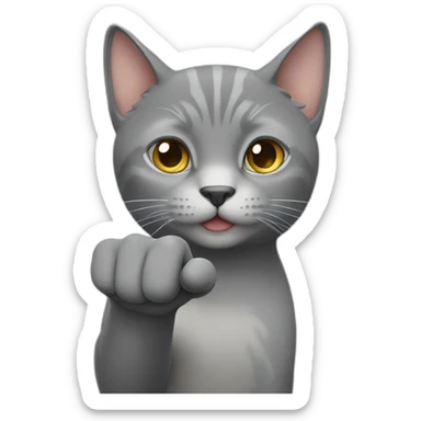 Grey cat who makes a finger of honor sticker