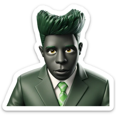 boy in necktie on green sticker