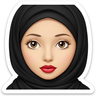 Hijabi in black hijab light skin and big lips  sticker