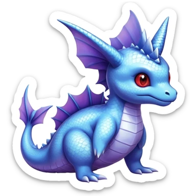 Edgy cool cute adorable Lapras-Vaporeon-creature-hybrid full body, four legs, red eyes,  sticker