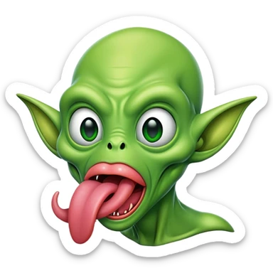 freaky alien with tongue out sticker