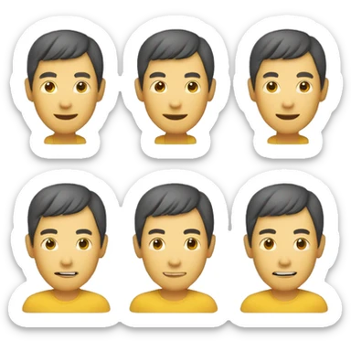 a middle age chinese man avatar, smile,no glasses,no beard,yellow t-shirt sticker