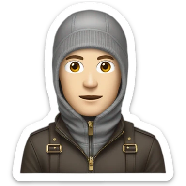 makes a white man with a gray louis vuitton balaclava sticker