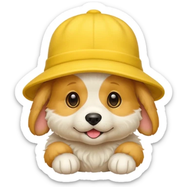 puppy yellow dog with hat yellow sticker