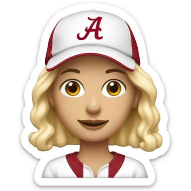 Blonde women wearing Alabama sweatshirt and hat  sticker