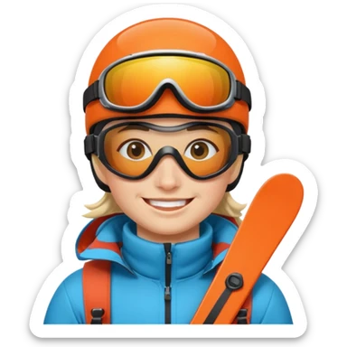 Skier with goggles sticker