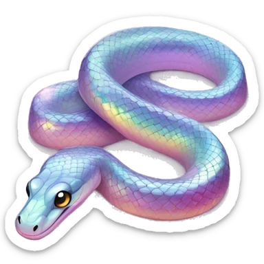 Sparkly glossy Pastel iridescent glass snake sticker