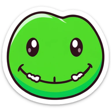 close-up of smile with bright green braces on teeth sticker