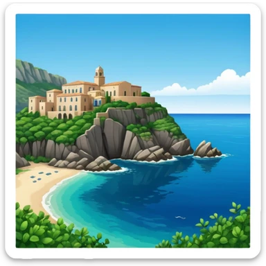 a mediterranean island seen from the sea sticker