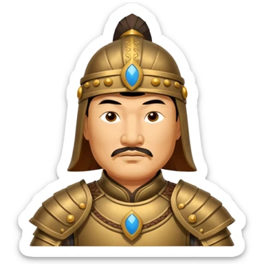 Genghis Khan in armor in 3/4 position sticker