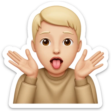 toungue out and hands pushing to the side sticker