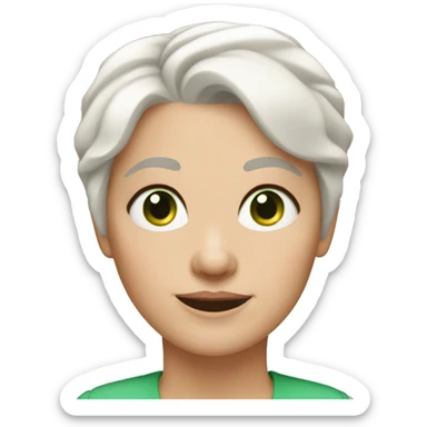 55 year old white woman white short hair green eyes sticker