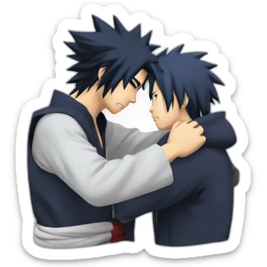 Naruto qui embrasse Sasuke sticker