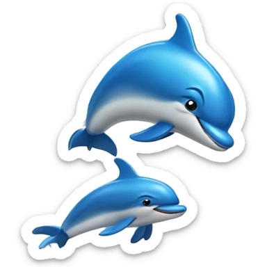 blue dolphins jumping out of water with rainbows behind them  sticker