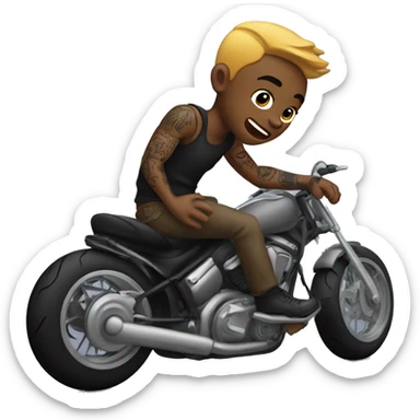motorcycle boy with tattoos making a rizzing face sticker