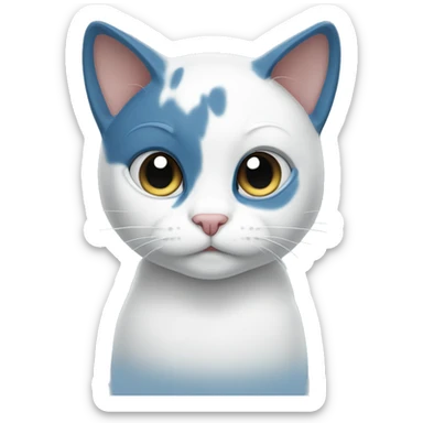 Blue and white bicolor cat  sticker