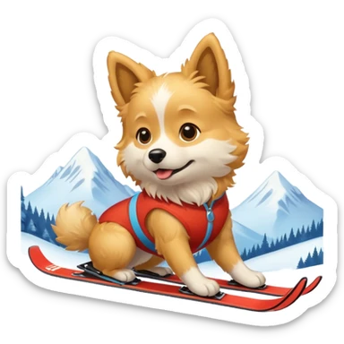 Skiing dog sticker
