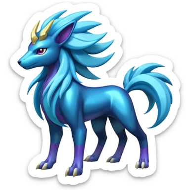 Shiny Dark Edgy Suicune-Cobalion-Manectric-Aurorus-Fakémon-hybrid-creature (full body)  sticker