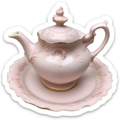 vintage rococo light pink tea set  sticker