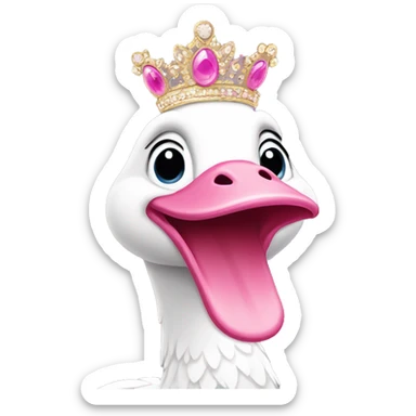Pink silly goose wearing a tiara and dancing  sticker