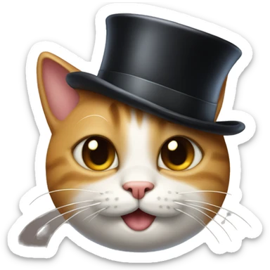 Cat smirking with a top hat sticker