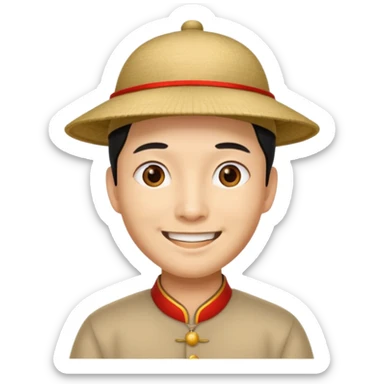 chinese male in 1800s, with chinese hat sticker