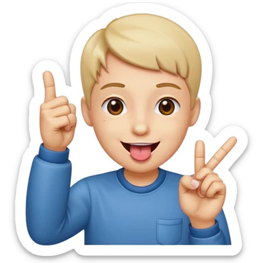 Looking satisfied and putting together your thumb and pointer finger happy tounge out sticker