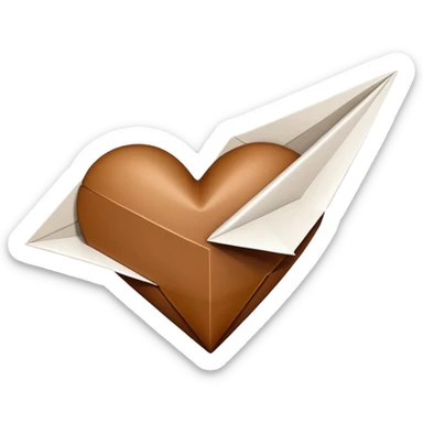 A brown heart and a white paper airplane next to it sticker