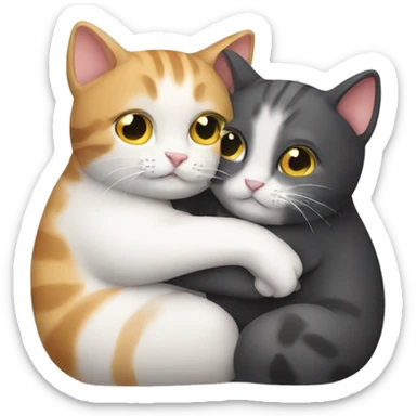 Two cats hugging  sticker