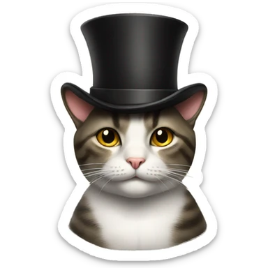Cat with a top hat and pipe sticker