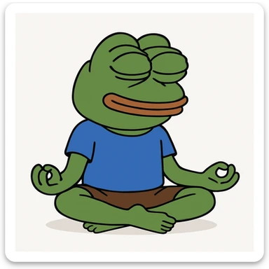 create a pepe doing yoga, white background sticker