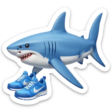 A shark with blue Nike shoes sticker