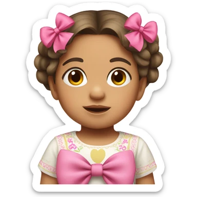 Mexican toddler girl with long hair and pink bow sticker