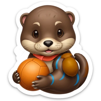 otter with ball and sticker