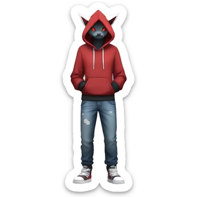 Edgy Cool Anthro Zoroark-Zangoose-Litten Fakemon Fursona Hoodie Full Body sticker