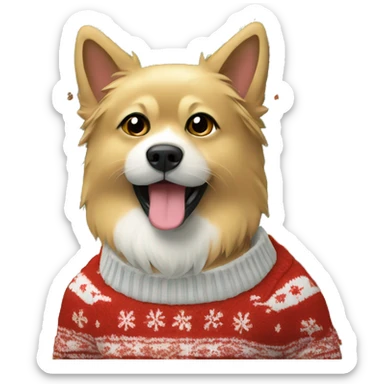 Zwergspitz wearing christmas Sweater  sticker