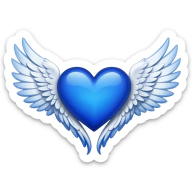 A black left angel wing a white right angel ring with a royal blue heart in the middle sticker