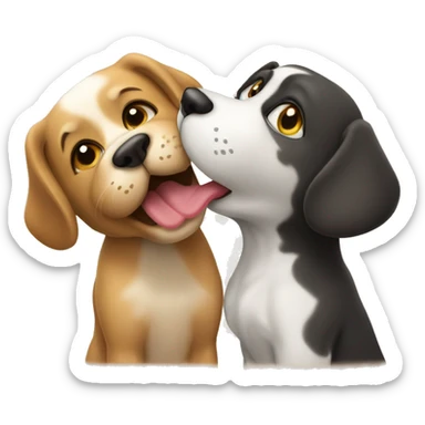 dog kiss cat sticker