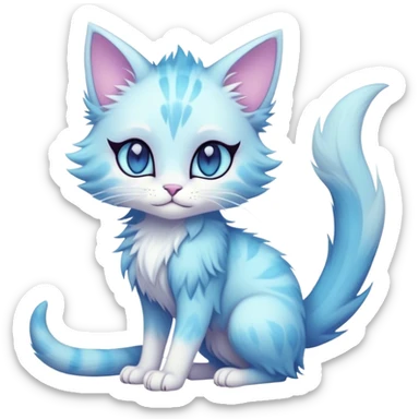 Kawaii dark edgy fantasy pastel ethereal feline-vernid-fursona animal creature with a tufted tail full body sticker