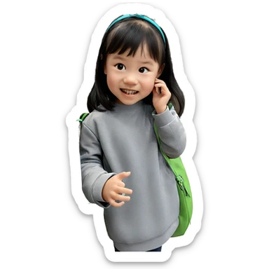 happy girl with bag sticker