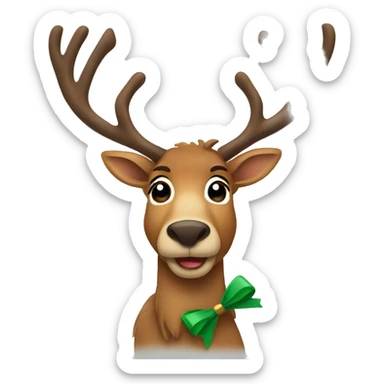 reindeer with a bow sticker