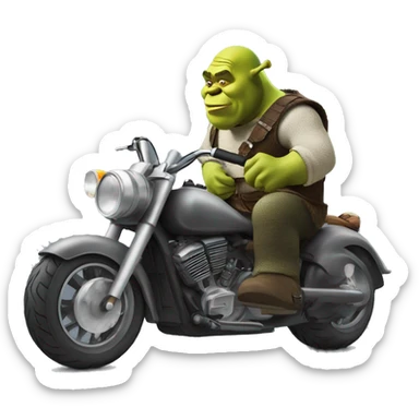 shrek with a motorcycle sticker