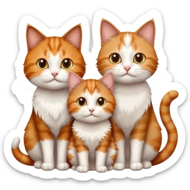 3 sibling cats all different natural colours; 1 is ginger and white, the next is brown tabby and white and the third is a calico sticker