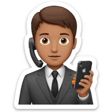 Mach mir einen Trader an der Wallstreet mit anzug und braunen haaren mit einenm handy in der han sticker