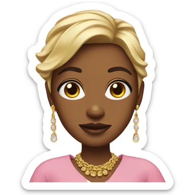 A person whit pink dress and gold jewelry and ear rings sticker