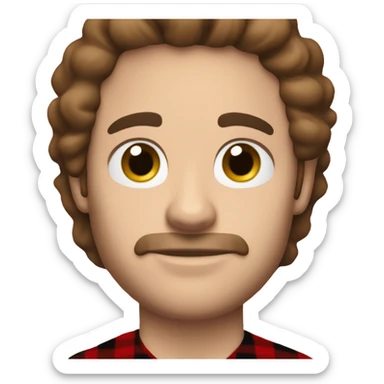  Caucasian man with black hair and brown eyes wearing red and black buffalo plaid pjs sticker