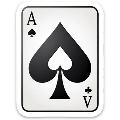 ace of spades playing card symbol, classic emoji style, with a shadow effect sticker