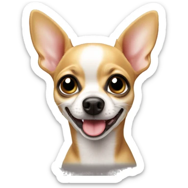 Short hair, apple head, fawm coloured chihuahua looking forward, tail wagging and very happy sticker