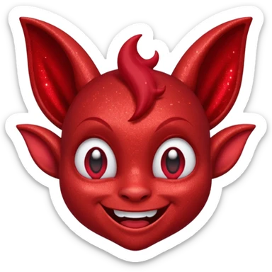 red glitter imp happy sticker