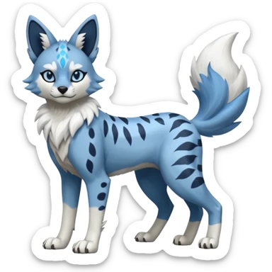 Blue serval-Lycanroc-wolf-fusion-hybrid, full body sticker